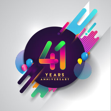 41st years Anniversary logo with colorful abstract background, vector design template elements for invitation card and poster your birthday celebration.