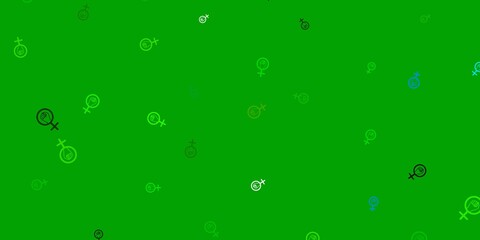 Light Green, Yellow vector background with woman symbols.