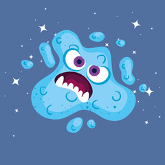 cartoon covid 19 emoji, coronavirus emoticon with facial expression