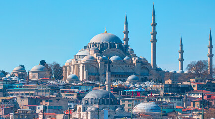 Fototapeta premium Suleymaniye Mosque located in Fatih - Istanbul, Turkey