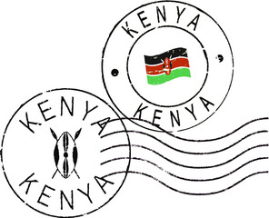 Postal grunge stamps 'Kenya'.