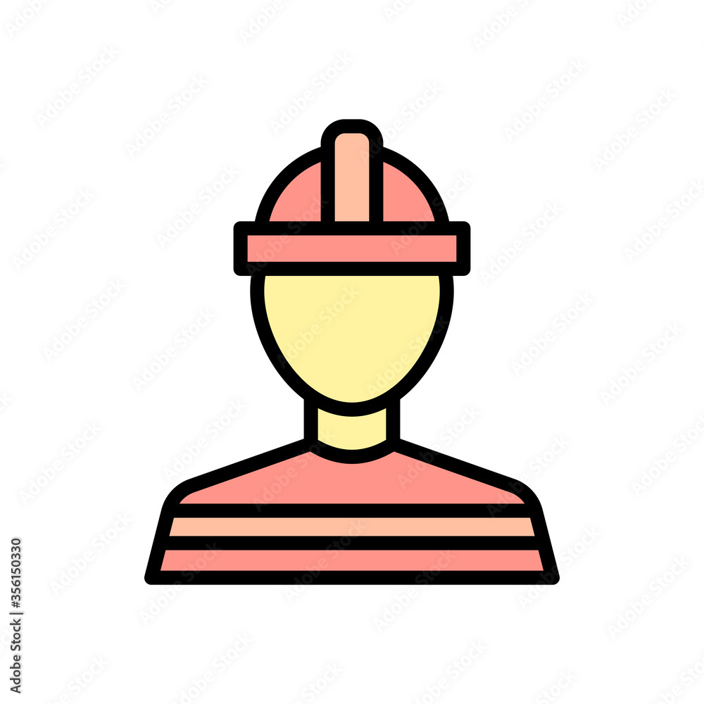 Poster firefighter, avatar icon. simple color with outline vector elements of firefighters icons for ui and