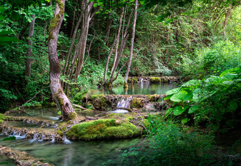 Fototapeta na wymiar Nature rainforest river cascade.