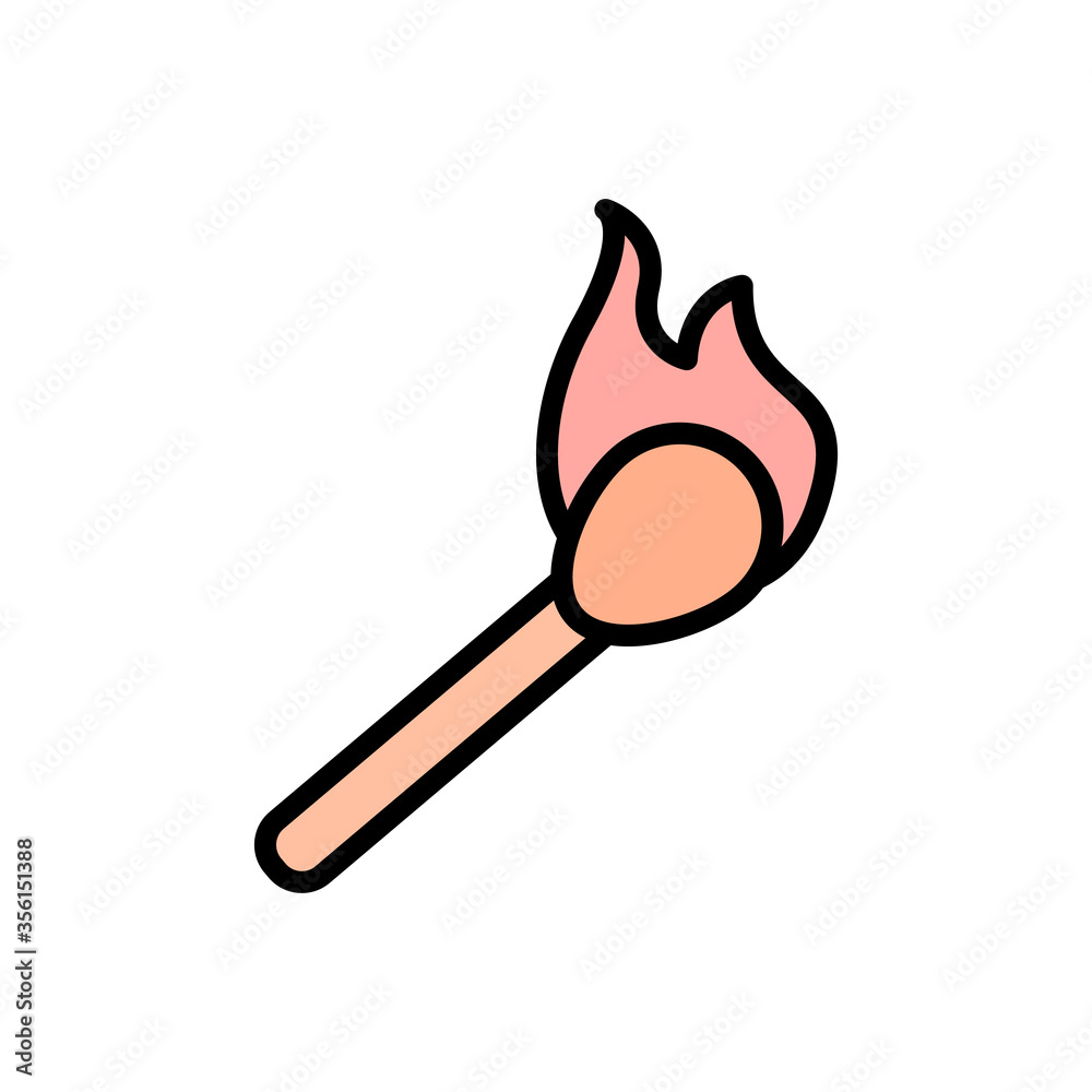 Poster fire, match icon. simple color with outline vector elements of firefighters icons for ui and ux, web