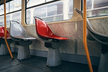 Empty seats in tram