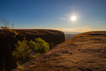 Beautiful sunrise at Three Rock Whale of Phu Sing mountain