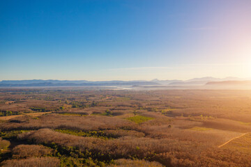 Beautiful sunrise at Three Rock Whale of Phu Sing mountain