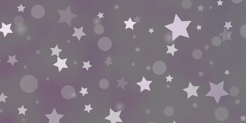 Light Purple vector pattern with circles, stars. Abstract illustration with colorful shapes of circles, stars. Pattern for design of fabric, wallpapers.