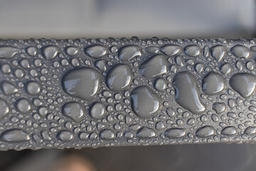 water drops on a metal surface