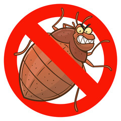 Anti bedbug cartoon sign
