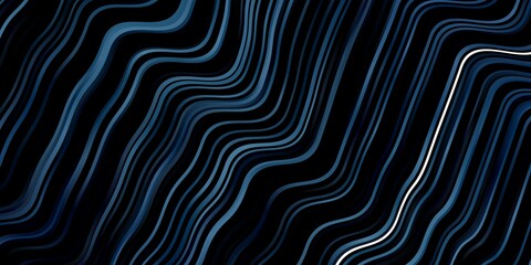 Dark BLUE vector backdrop with curves. Colorful illustration in abstract style with bent lines. Template for your UI design.
