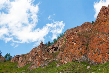 Beautiful view of the rocky mountains, Krasnoyarsk, Torgashinsky ridge, rock 
