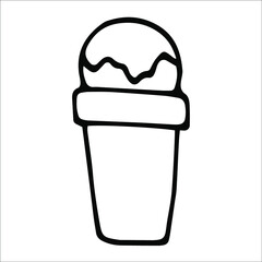 Hand drawn doodle element ice cream. Doodle outline illustration for logo, icon, patterns, cards, prints, web and other design. Summer element isolated on white background.
