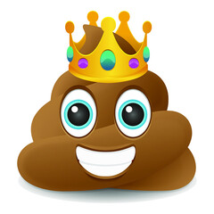 Pile of Poo King Crown Emoji Icon Object Symbol Gradient Vector Art Design Cartoon Isolated Background