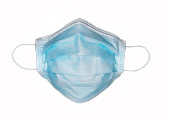 Blue face mask for medical use White background,Blue mask to protect against germs.