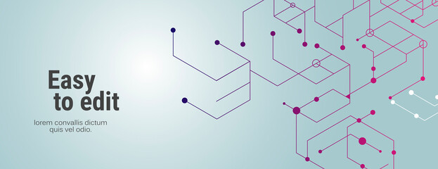 Vector connect lines and dots. Banner template for technology.