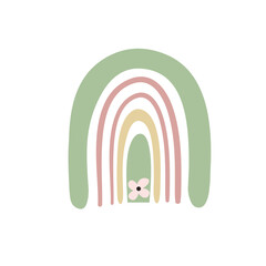 Art rainbow color brush stroke. Baby design for birthday invitation or baby shower, poster, clothing, nursery wall art and postcard.Kids room poster baby girl with rainbows and soft colors pastels.