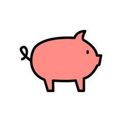 Pig, animal icon. Simple color with outline vector elements of agriculture icons for ui and ux, website or mobile application