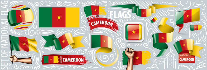 Vector set of the national flag of Cameroon in various creative designs