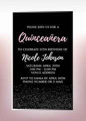 Quinceañera Birthday Party for Girl 15 years vector printable invitation card