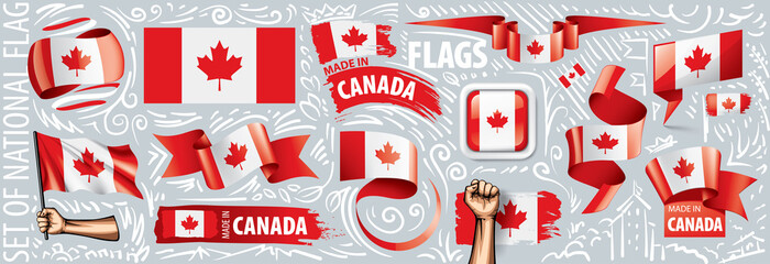 Vector set of the national flag of Canada in various creative designs