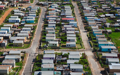 Port Elizabeth, Eastern Cape / South Africa - 09/25/2012: Aerial photo of an informal settlement