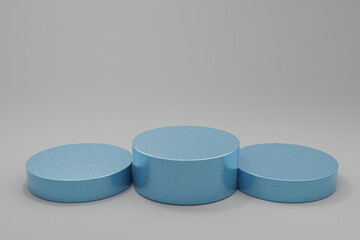 Cylinder podiums on grey background. Abstract minimal scene with geometrical. Modern pedestal show cosmetic products presentation. Mock up design empty space. studio platform template. 3d render