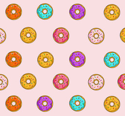 Donuts shop elements, isolated colored pattern, sweet shop, pattern  vector donuts collection