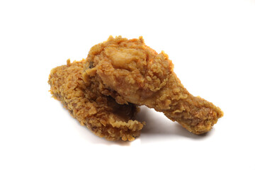 Crispy fried chicken on a white background