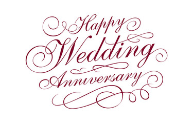Happy Wedding Anniversary Vector Hand Lettering with Cursive Floral Custom Lettering Design. Vector Design.