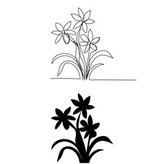 continuous line drawing of a flower growing