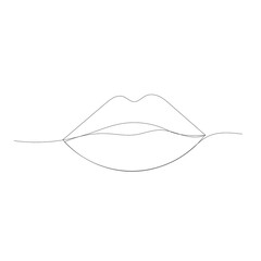 vector, isolated, single line drawing continuous, female lips