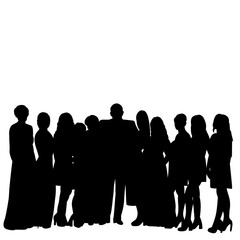 silhouette a crowd of people standing