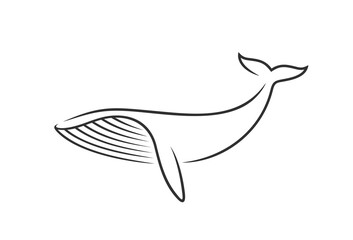 Whale logo. Isolated whale on white background