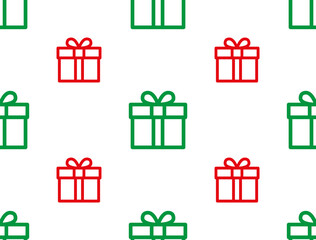 Linear red gift. Seamless texture.