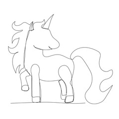 vector, isolated, continuous line drawing, pony