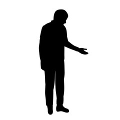 white background, black silhouette man
