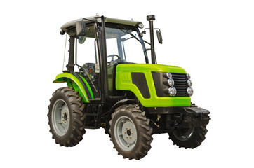 Small agricultural tractor isolated on a white background