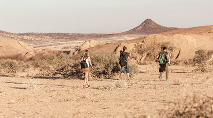 Hiking in the desert in Africa