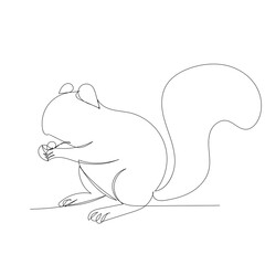 squirrel outline lines continuous vector
