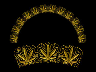 Ornament. Curved segment with fourty-five degree angle, combinable with a straight or ninety degree version, which can be found with the search term Cannabis