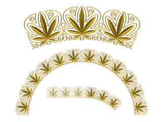Ornament. Curved segment with fourtyfive degree angle. Combinable with a straight or ninety degree version. Search term Cannabis