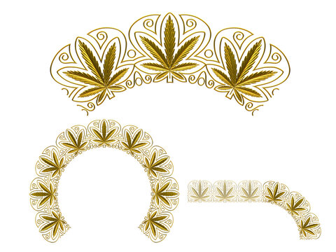 Ornament. Curved segment with ninety degree angle. Combinable with a straight or fourtyfive degree version. Search term Cannabis