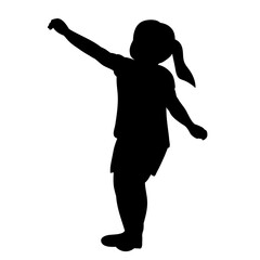  isolated, on a white background black silhouette little girl, child