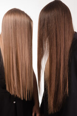 Long brown and white hair two girls