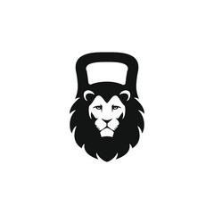 Gym lion logo template design. Fitness gym badge illustration.