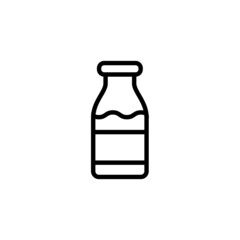 Milk bottle vector icon in linear, outline icon isolated on white background