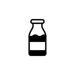Milk bottle vector icon in black solid flat design icon isolated on white background