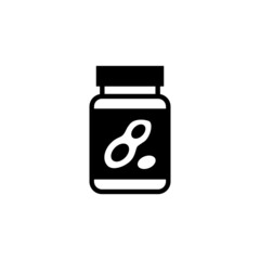 Peanut butter vector icon in black solid flat design icon isolated on white background