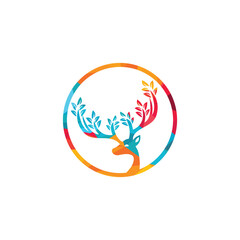 Deer leaf antlers logo design.